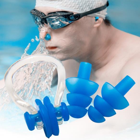 Box Silicone Swimming Nose Clip + Earplug Suit Swim Earplugs With Box For Adult and Children Swimming Accessories