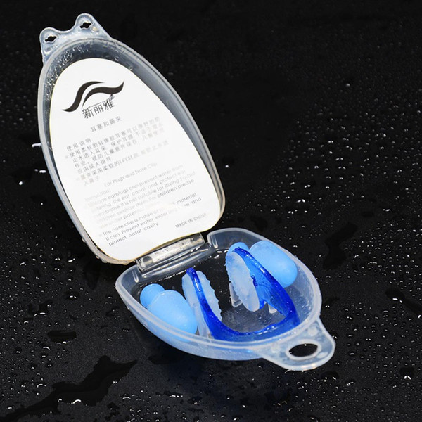 3 Pcs/Set Men Women Clear Blue PVC Silicone Swim Swimming Ear Nose Clip Set