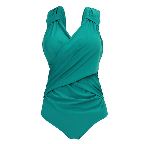 wholesale New Arrival Large Cup Swimwear Women Plus Size Swimsuit One-piece Solid Bathing Suit Push Up bikini 2019 mujer