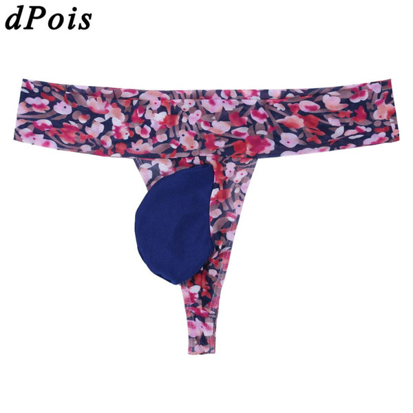 Men Bikini Sexy Underwear with Penis Pouch U Convex Briefs Mens Soft Plum Pattern G string Thong Sissy Underpants Gay