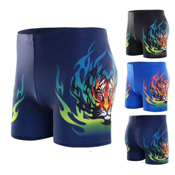 Men Tiger Flame Swimming Trunks Beach Swim Shorts Briefs Swimwear Pants Swimsuit Beachwear Bathing Suit Mayo Sunga Big Size