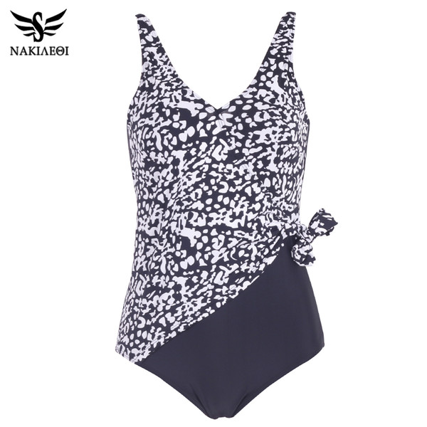 wholesale 2017 New Print Floral One Piece Swimsuit Women Plus Size Swimwear Vintage Retro Summer Beachwear Bathing Suits Swim
