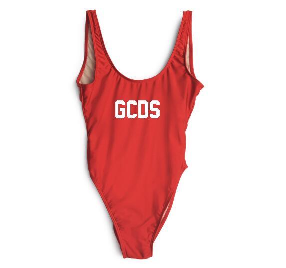 GCDS Letter Print Swimwear Women Bathing Suit One Piece Swimsuit Plus Size Swimwear Bikinis 2019 Mujer Biquinis