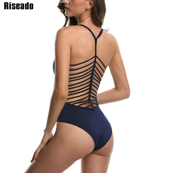 wholesale 2018 One Piece Swimsuit Female Sexy Bandage Swimwear Women Padded Solid Swim Wear Bathing Suits