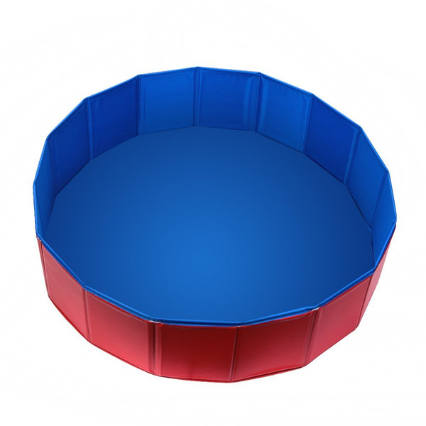 Foldable PVC Pet Swimming Pool Bathing Tub Bathtub Dog Cats Washer 32inch.D x 8inch.H, Red