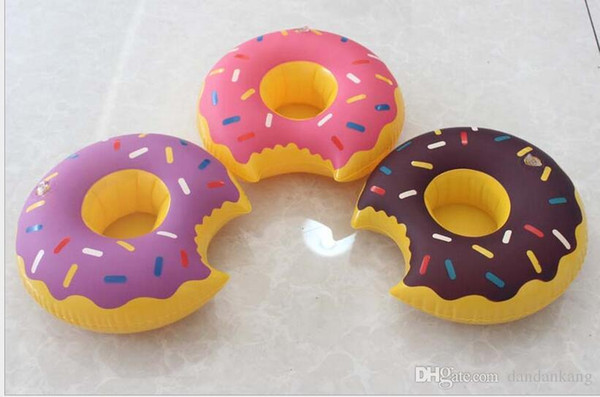 Inflatable donuts tubes coke Phone Cup Holder swim pool floating toys 18cm Drink Botlle Holder free shipping