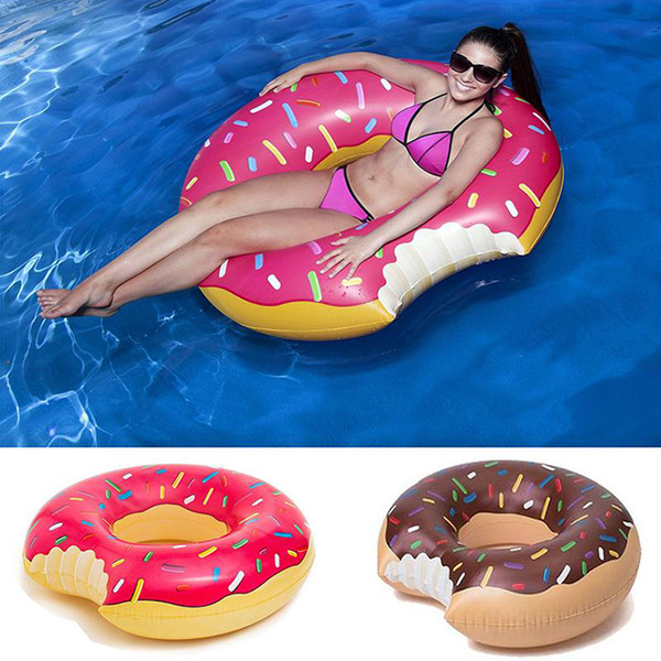 48 Inch 2016 Summer Water Toy Gigantic Donut Swimming Float Inflatable Swimming Ring Adult Pool Floats 2 Colors (Strawberry and Chocolate)
