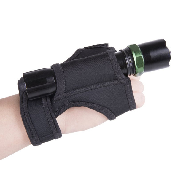 Outdoor Underwater Dive waterproof LED Torch Holder Soft Black Neoprene Hand Arm Mount Wrist Strap Glove Hand Free
