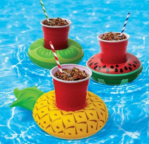 Floating Inflatable Toys Drink Cup Holder Beverage Party Donut unicorn Flamingo Watermelon Lemon Pineapple Shaped Pool Toys