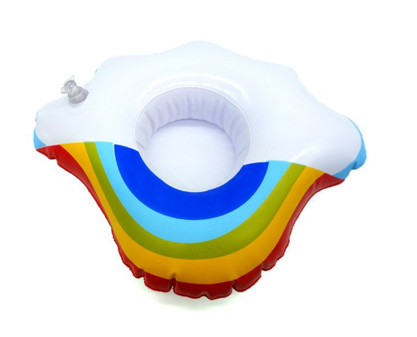 150pcs Inflatable Cloud Rainbow Drink Cup Holder Send Inflator Summer Hot Sale Cup Seat Inflatable Beach Pool Float Coaster Toys