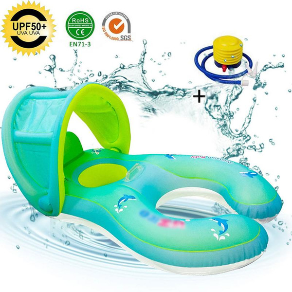 Baby Inflatable Swimming Pool Ring Float Neck Ring with Subshade Mother Children Swim Circle Safety Swimming for Kids