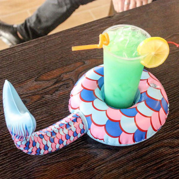Mermaid Inflatable Drink Holders For Beverage Water Toys For Pool Party Drink Placemats Summer Swimming Inflatable Float Toy