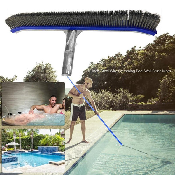 18in Swimming Pool Wall Brush Cleaning Tools Aluminum Handle for Pond Spa Hot Spring Pools Cleaner for Swimming Pool