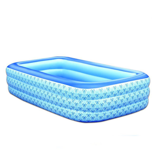 Wholesale- New 3-6 years Old Children Piscine Family Rectangle PVC Inflatable Pools Piscina Baby Inflatable Swimming Pool Size 255*165*60cm