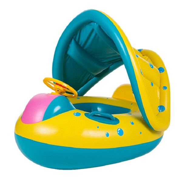 Inflatable Round Toddler Baby Ring Swimming Pool Accessories float seat plastic Adjustable Sunshade Swim Seat Boat Ring float