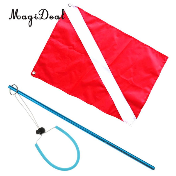 MagiDeal Safety Underwater Scuba Diving Diver Down Flag Kayak Boat Flag & Stick Pointer Rod Noise Maker