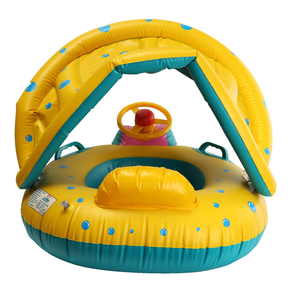 Adjustable Sunshade Baby Swim Inflatable Float Seat Boat Swimming Ring Water Toys Sunshade PVC Inflatable Baby Seat