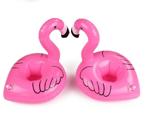 Flamingo Inflatable Drink Botlle Holder Lovely Pink Kids swim Pool Floats Bar Coasters Floatation Devices Children Bath Toy