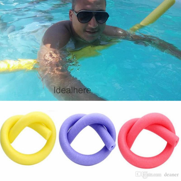 Wholesale-New Practical 150cm*6cm Floating Swimming Pool Noodle Swim Kickboard Hollow Learn Foam Water Float Aid Woggle Noodles