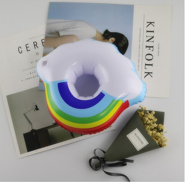 Inflatable Cloud Rainbow Drink Cup Holder Send Inflator Summer Hot Sale Cup Seat Inflatable Beach Pool Float Coaster Toys