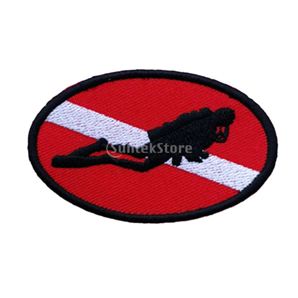Ellipse 70 x 45mm Diver Down Flag Patch Patches Backpack Badge Scuba Diving Dive Iron On Embroidered
