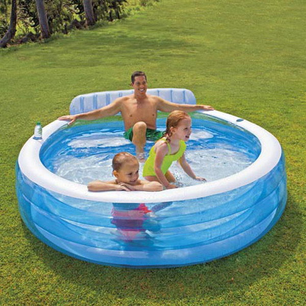 INTEX 224*216*76CM Round Inflatable Swimming Pool With Backrest Family Play Pool Foldable Tub Children's Marine Ball