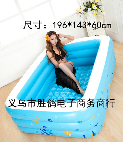 Wholesale- Large children family outdoor colorful bubble bottom splashing adult bathtub inflatable Swimming Pool 196x143x60cm