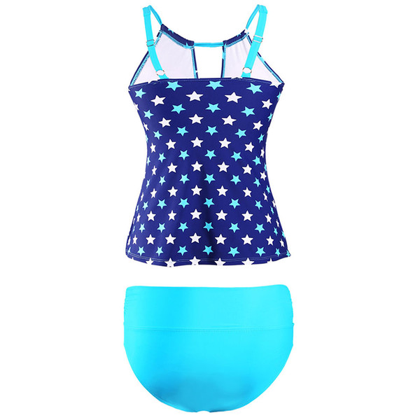 New Fashion Swimsuit Women Bikini Printing No Steel Support Sexy Buttonhole Neckline Split Swimsuit Swimsuit jooyoo