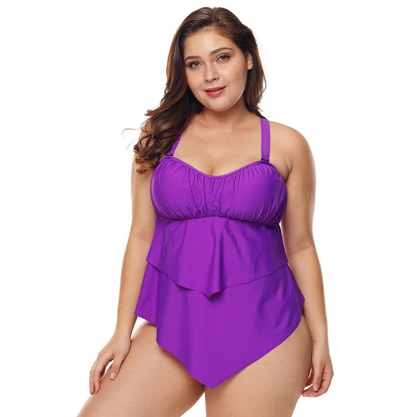 Swimsuit Women Two-piece Split Conservative Thin Slimming Belly Sling Fold New Plus Large Size Swimwear jooyoo