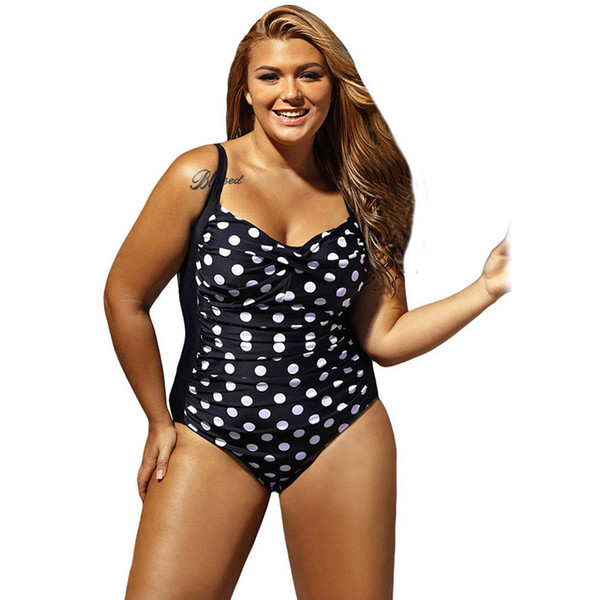 New No Steel Swimwear Dot Low Chest Ruffle Plus Large Size High Waist One-piece Swimsuit jooyoo