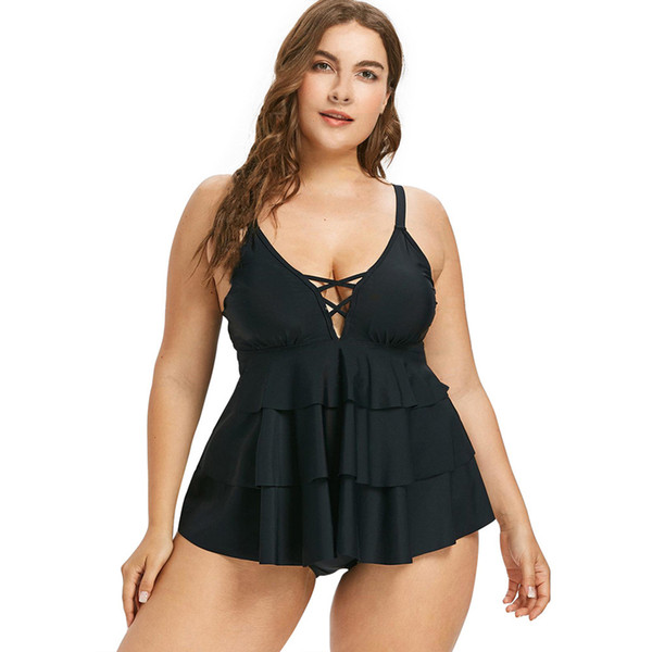 New Fashion No Steel Support Loose Plus Large Size Skirt Cover Belly Slim Split Swimsuit jooyoo