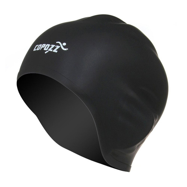 COPOZZ Swimming Hat Sexy Women Girls Long Hair Swim Cap Stretch Hat Drape Bathing Cap(black)