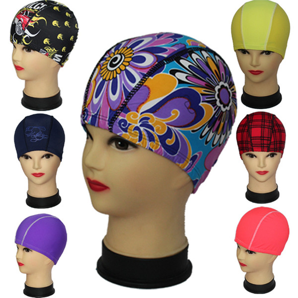 Hot Sales Promotion Cheap 2019 Random Solid Color n Print Unisex Nylon Lycra Composition Fabric Swim Cap