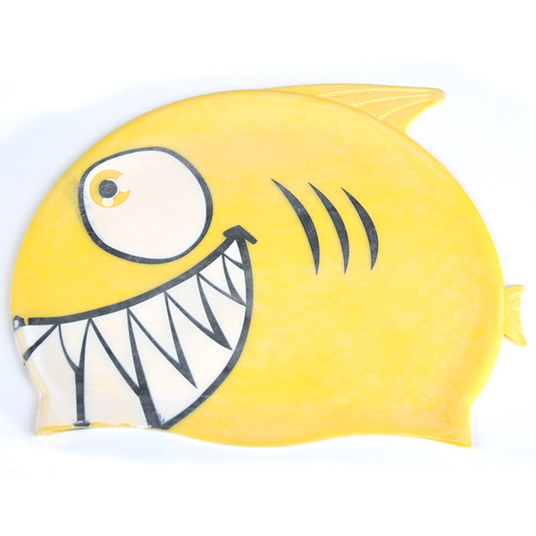 Wholesale- Hot Sale Cute Lovely Cartoon Fish Swimming Cap for Kids Children Pure Silicone Bathing Cap Swim Sports Accessories Random Color