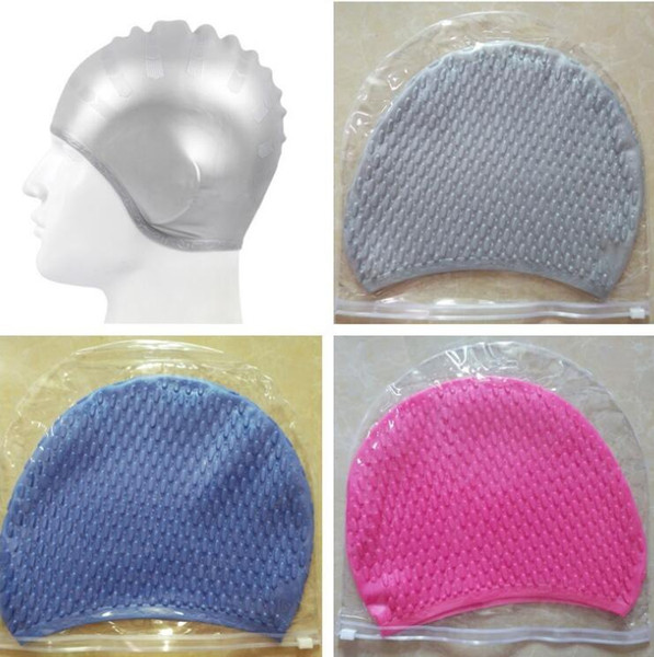 2019 Hydrodynamic design UNISEX MOULDED LATEX 100% SILICONE SWIMMING CAP HAT ADULT CHILDREN SILICONE SWIM SWIMMING HATS