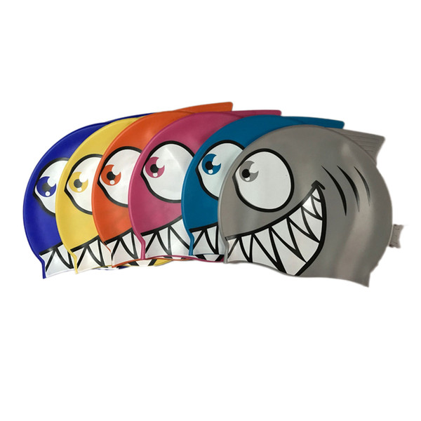Kids Silicone Swimming Caps Elastic Lovely Cartoon Cute Fish Swim Cap Waterproof Bathing Hats For Children Beach & Swim Pool Use