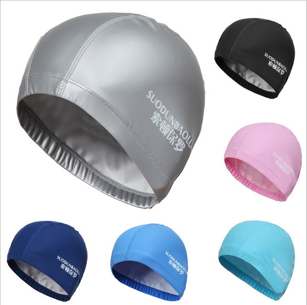 2015 new Free size Waterproof PU Fabric Protect Ears Long Hair Sports Siwm Pool Swimming Cap Hat Free size for Men & Women Adults