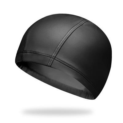 Elastic Waterproof PU Fabric Protect Ears Long Hair Sports Swim Pool Hat Swimming Cap Free size for Men & Women Solid Color