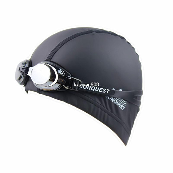 Promotion!! one Swimming Goggles + one Swimming Cap in one package goggles Waterproof And UV Resistance,PU swimming cap