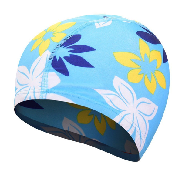 Waterproof Swimming Cap Fashion Print Flower Protect Ears Long Hair Swim Pool Hat For Adults Kids Training Swimming Hat Caps