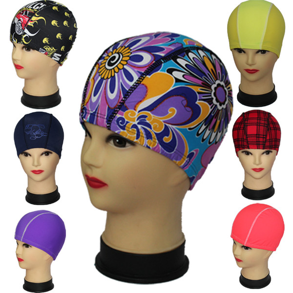 Have Stock Men's Swimming Caps Nylon And Spandex Material Multi Colors And Designs Men's Kid's Elastic Free Size Color Random