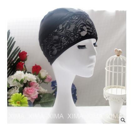 2018 New Arrival Women Swimming Cap Lace Nylon & Spandex Solid Hat Free Size For Ladies Female Brand Bathing Cap Swimming Accessories