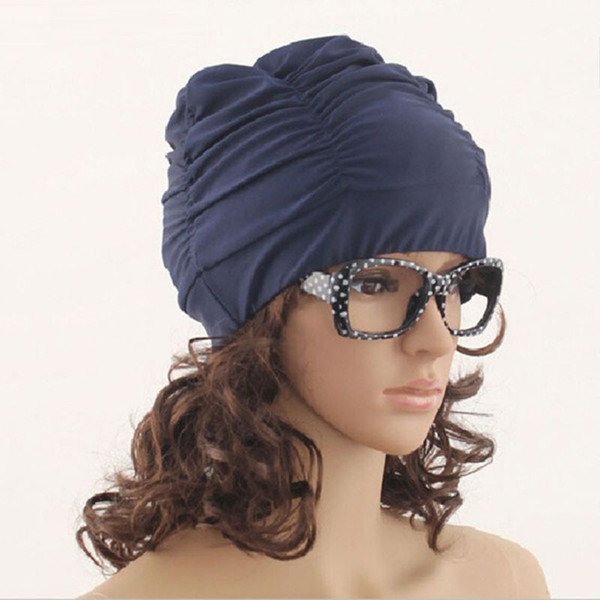 Sexy Womens Girls Drape Stretch Long Hair Swim Cap Hat Bathing Swimming Cap Summer Style