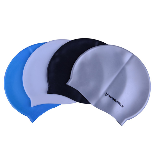Winmax swimming caps with FREE EARPLUGS blue/ black/white/brown four colors chioce swim cap funny silicone swimming cap for adults