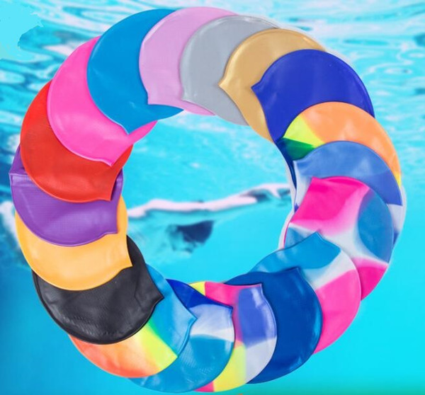 Hot Sale Particle Waterproof Non-slip Silicone Caps Silicone colorblock Swim Caps pure Color Swimming Cap Men woman Swimmings Caps