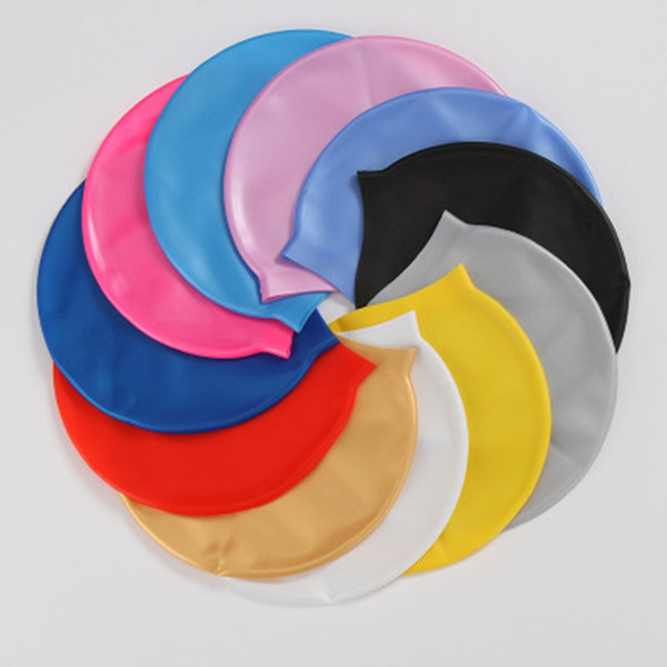16 Colors Silicone Waterproof Swimming Caps Ear Protection Long Hair Sports Swim Pool Hat Swimming Cap Free Size CCA11477 300pcs