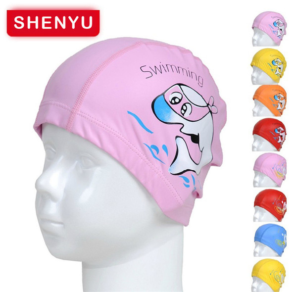 New children PU coating waterproof material swimming cap cute child children diving waterproof swimming cap child shower cap M116