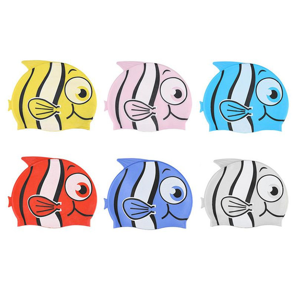Children Cute Cartoon Design Swimming Cap Silicone Diving Waterproof Sun Protection Swim Hat Kids Girl Boy Favor Bathing Cap