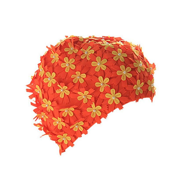 2017 Women Adult Swimming Cap Floral Pearl 3D Flower Design Swimming Hat Ear Protection Free Size Women Bathing Cap NewN