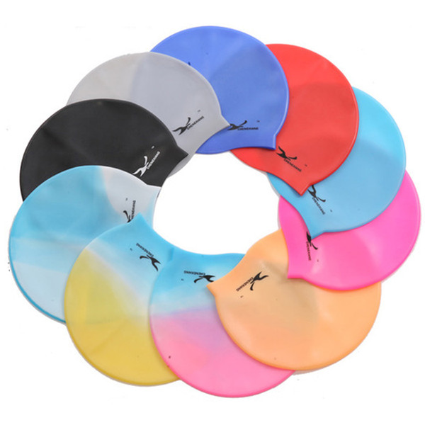 Multi Color Quality Silicone rubber Children swimming cap Adult men women waterproof swim caps hat free shipping
